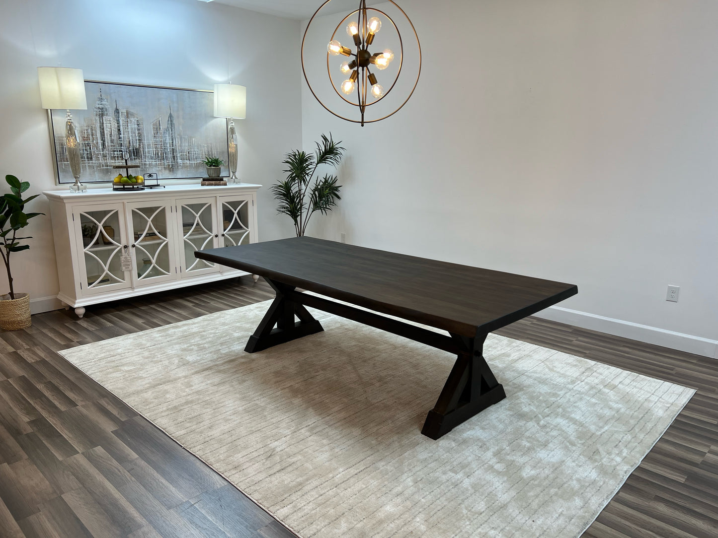 Bartholomew 96" Teak Live Edge Dining Table - Natural + Black