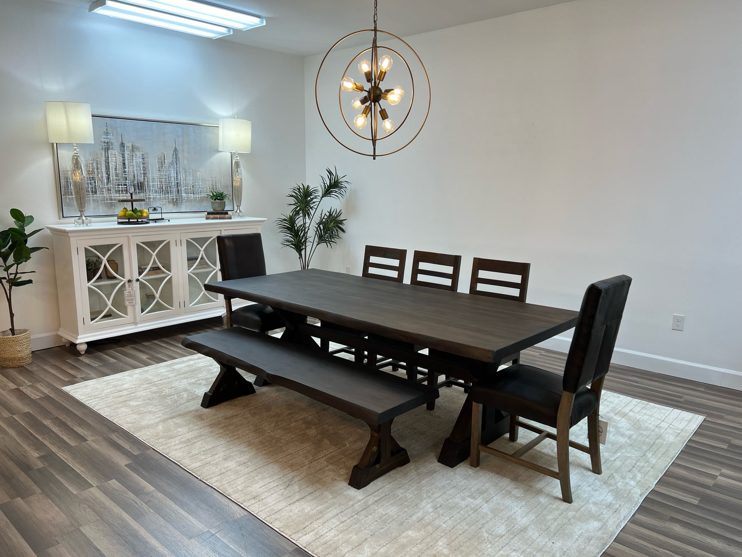 Bartholomew 96" Teak Live Edge Dining Table - Natural + Black