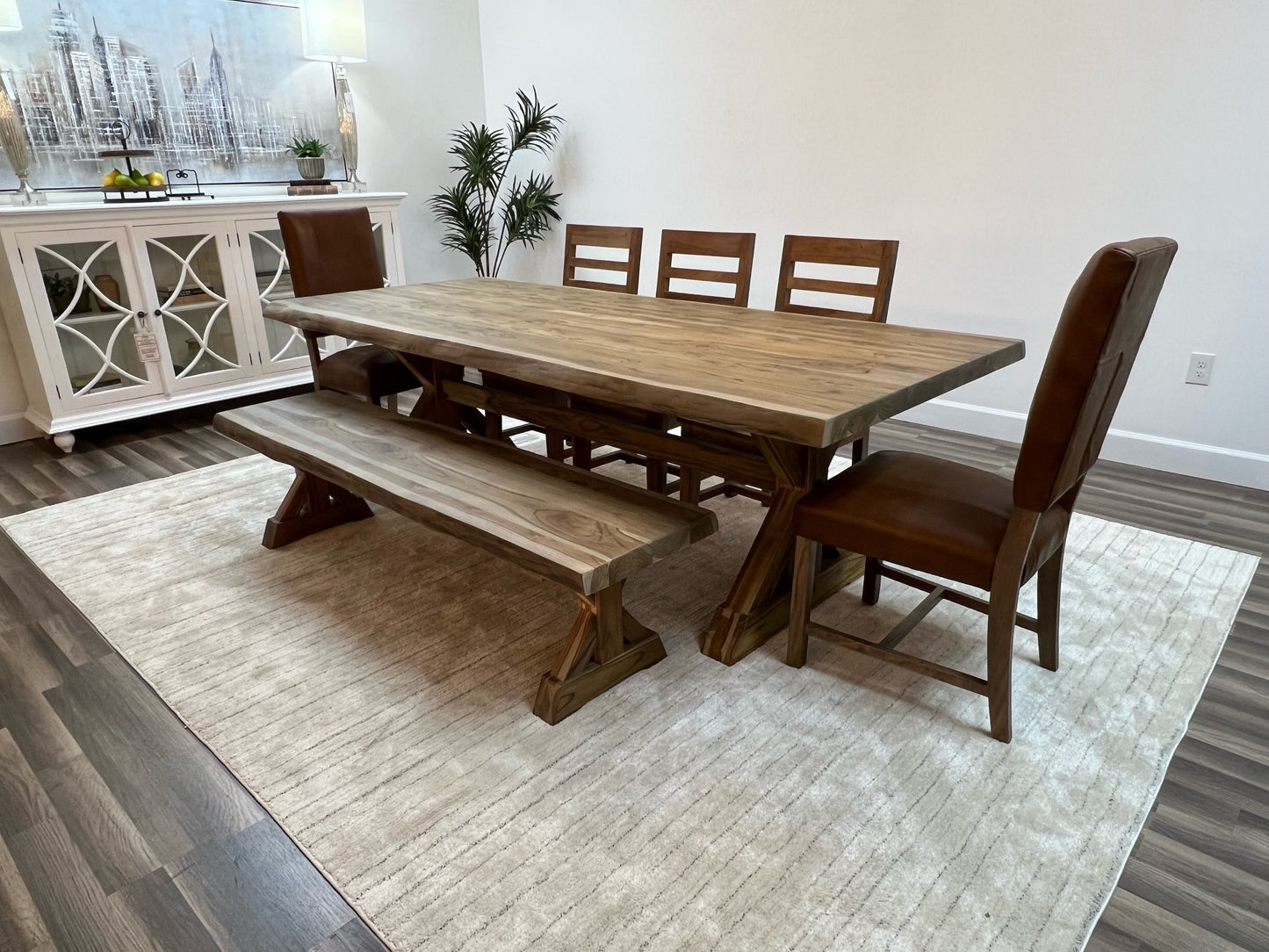 Bartholomew 96" Teak Live Edge Dining Table - Natural