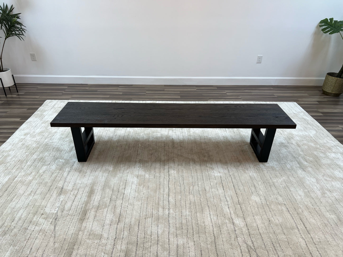 Wallace 84" Oak Dining Bench - Sandblasted Black