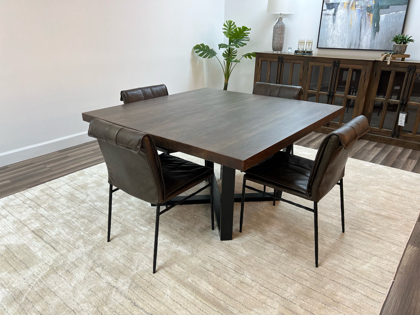 Maxwell Acacia 54" Square Dining Table - Natural + Smoke BASE