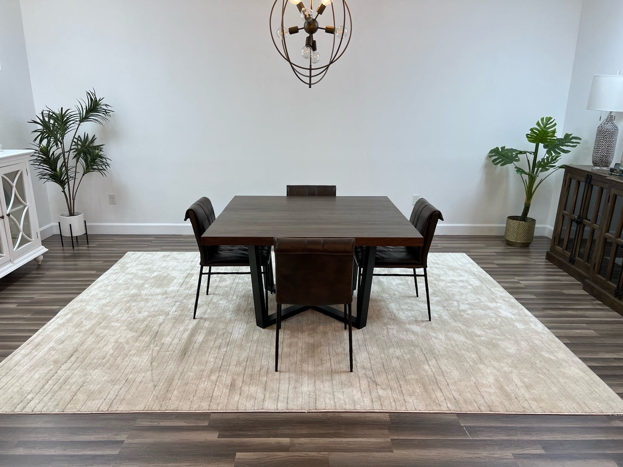 Maxwell Acacia 54" Square Dining Table - Natural + Smoke BASE