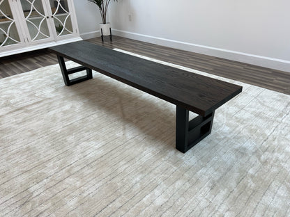 Wallace 84" Oak Dining Bench - Sandblasted Black