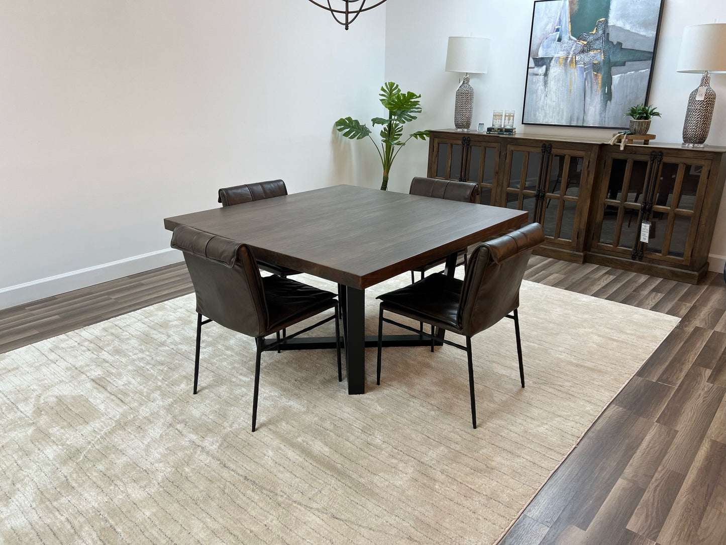 Maxwell Acacia 54" Square Dining Table - Natural + Smoke BASE