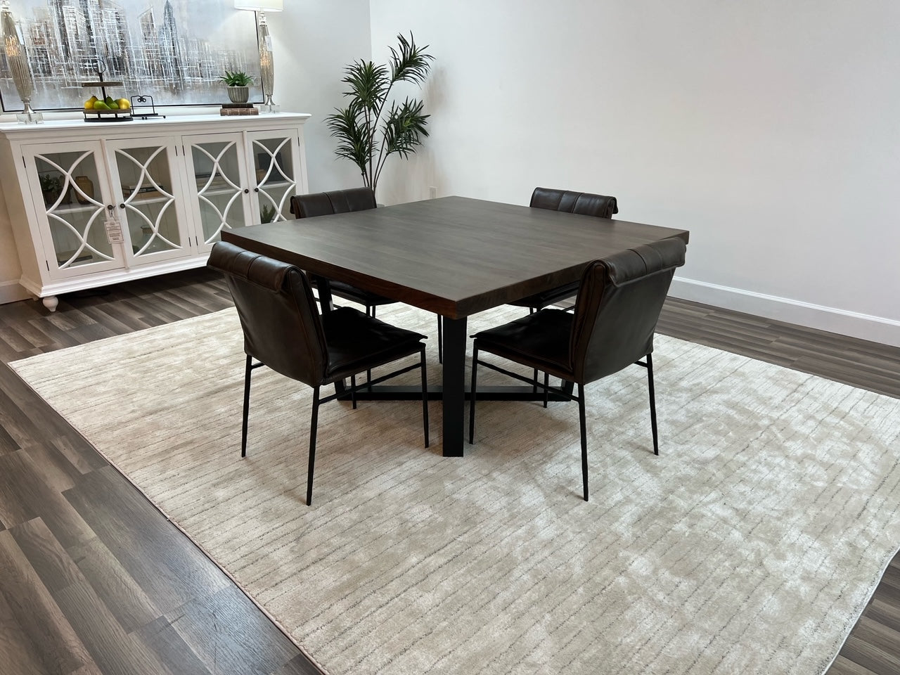 Maxwell Acacia 54" Square Dining Table - Natural + Smoke BASE