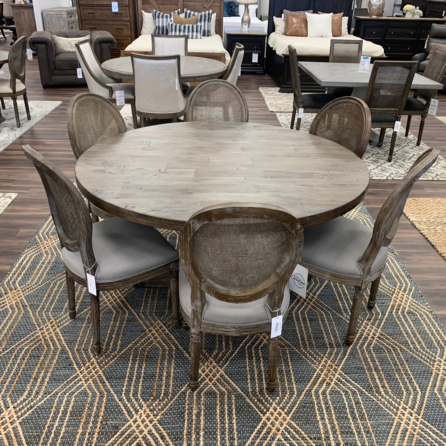 Sardis 60" Round Dining Table - Distressed Natural - Classic Carolina Home