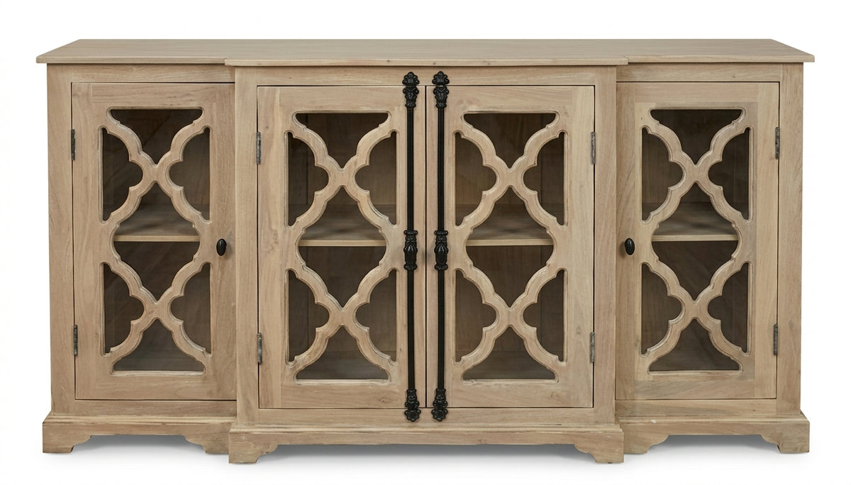 Charlene 72" Acacia 4 Door Breakfront Sideboard - New White Wash