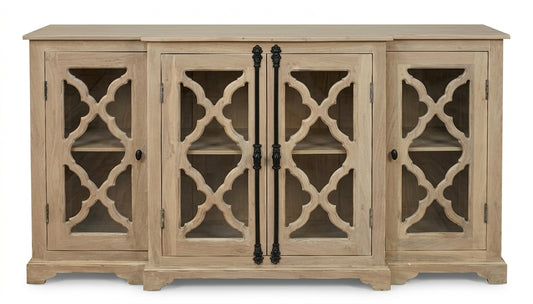 Charlene 72" Acacia 4 Door Breakfront Sideboard - New White Wash