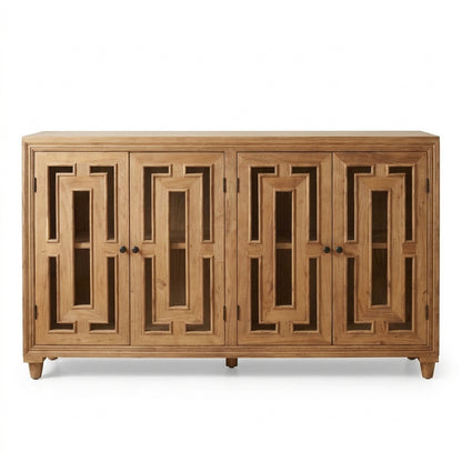 Dominic 71" Acacia 4 Door Glass Front Sideboard - Gray