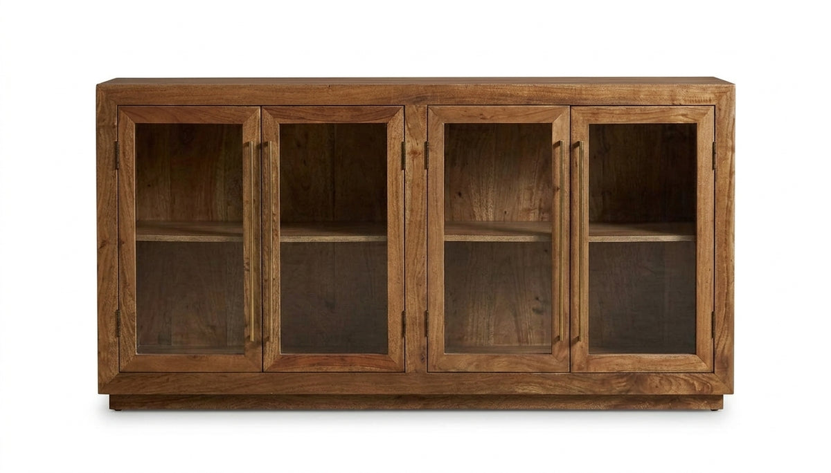 Tristan 72" 4 Door Glass Front Sideboard - Natural