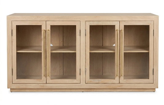 Tristan 72" 4 Door Glass Front Sideboard - New White Wash
