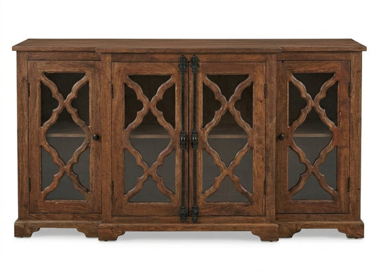 Charlene 72" Acacia 4 Door Breakfront Sideboard - Natural + Gray