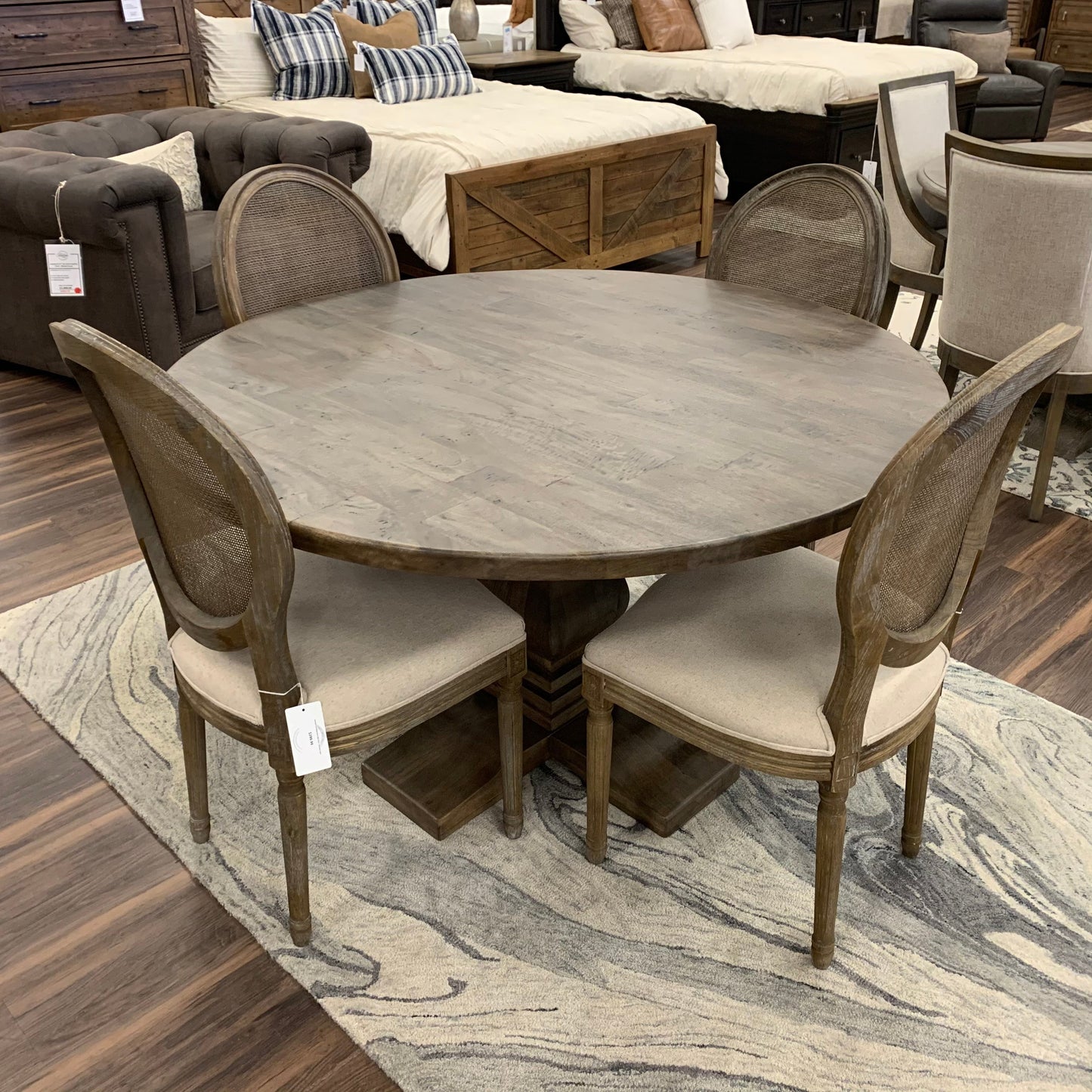 Sardis 53" Round Dining Table - Distressed Natural - Classic Carolina Home