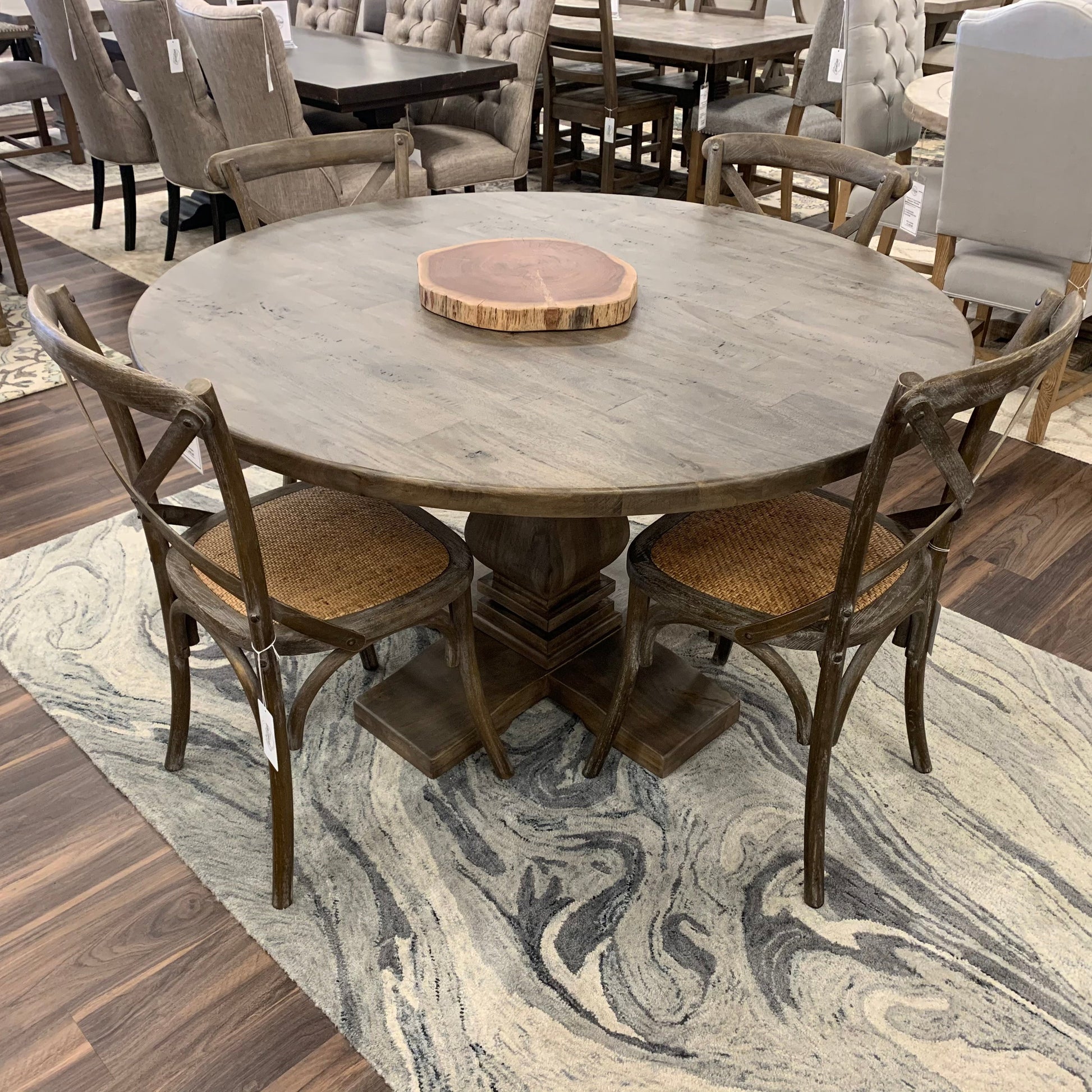 Sardis 53" Round Dining Table - Distressed Natural - Classic Carolina Home