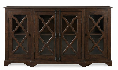 Charlene 72" Acacia 4 Door Breakfront Sideboard - Natural + Black