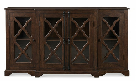 Charlene 72" Acacia 4 Door Breakfront Sideboard - Natural + Black