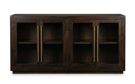 Tristan 72" 4 Door Glass Front Sideboard - Natural + Black
