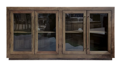 Tristan 72" 4 Door Glass Front Sideboard - Natural + Smoke
