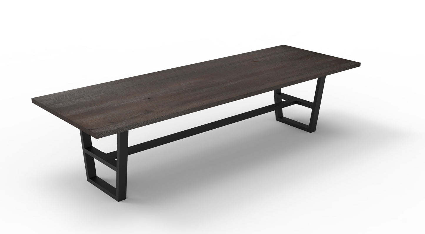 Wallace 120" Oak Dining Table - Sandblasted Black